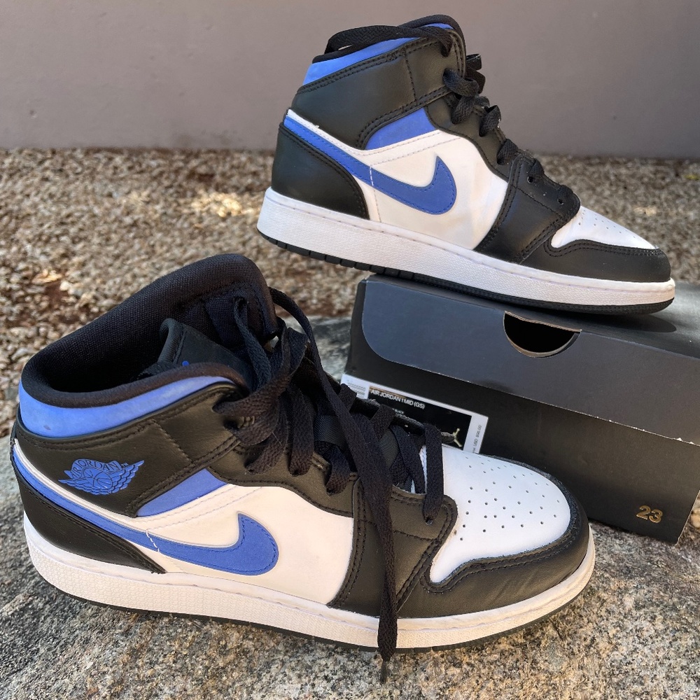 Air Jordan 1 Mid GS White/Racer Blue-Black 5Y